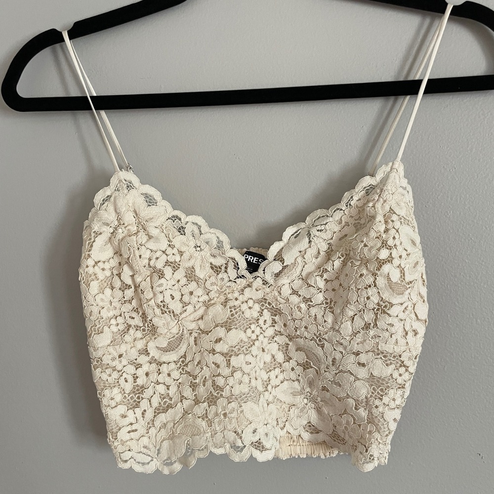 Express Cream Lace Crop Top